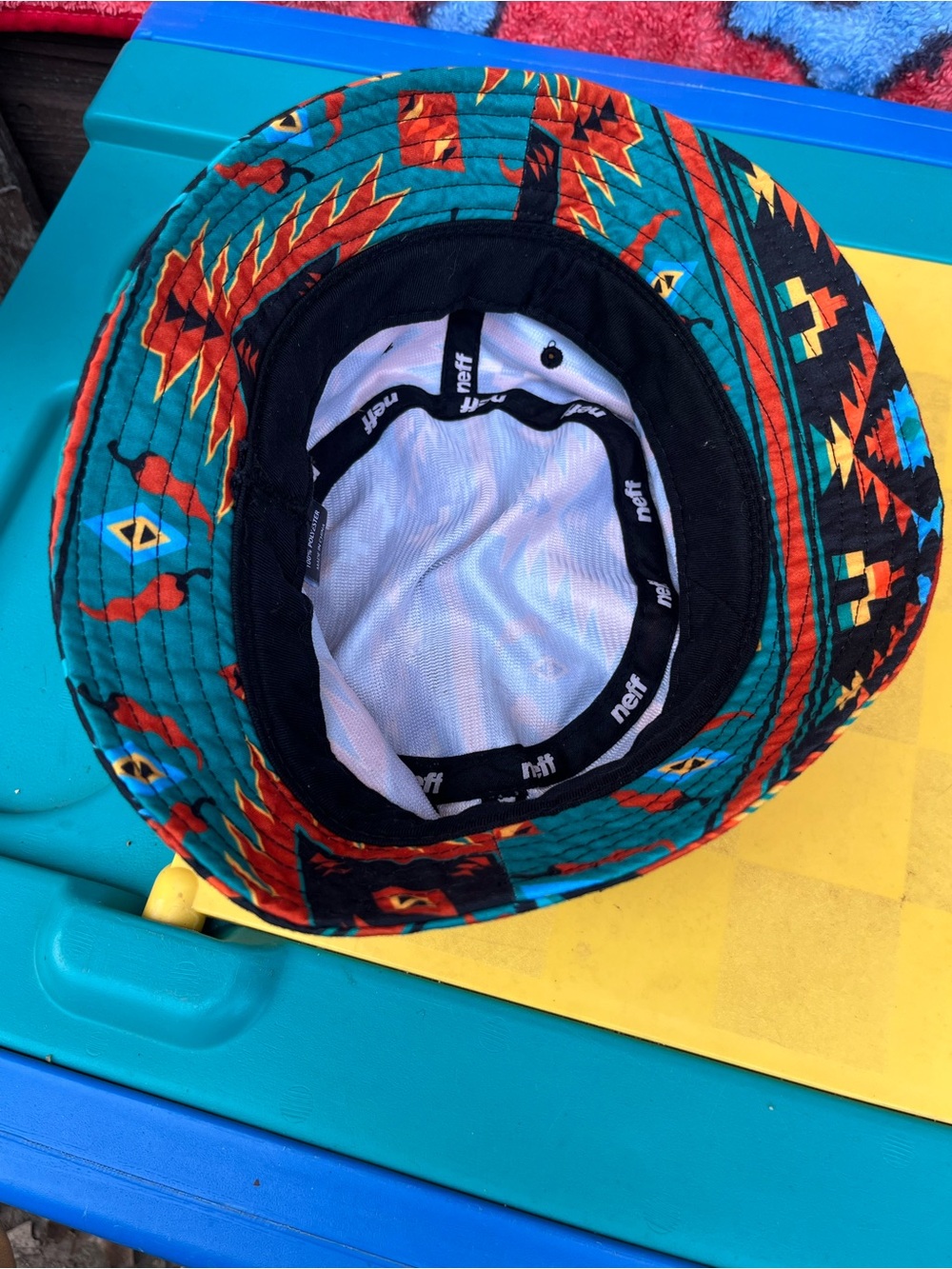 Neff Teal and Orange Geometric Bucket Hat - Picture 7 of 9